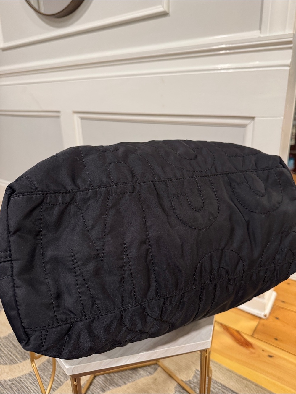 Marc Jacobs Bag Oversized Pretty Nylon Tate Embroidered Logo Black Quilted Tote - Picture 10 of 17